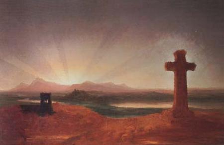 Thomas Cole Unfinished Landscape (The Cross at Sunset) (mk13) oil painting picture